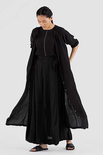 Black Silk Jacket Set main image 1