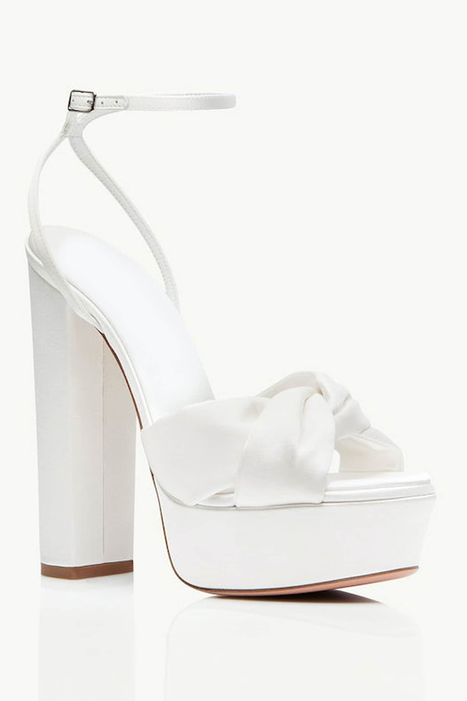 detailed Strap Stylish White Block Heels For Women