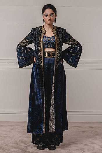 Buy Tarun Tahiliani Blue Velvet Jacket 