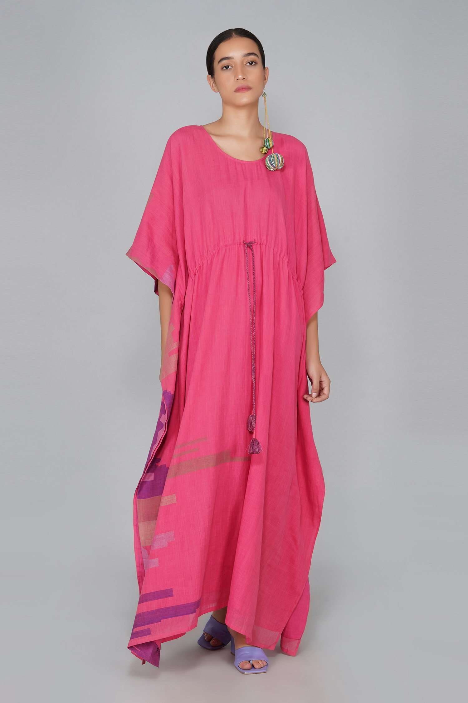 Buy Cotton Jamdani Dress by Yavi at Aza Fashions