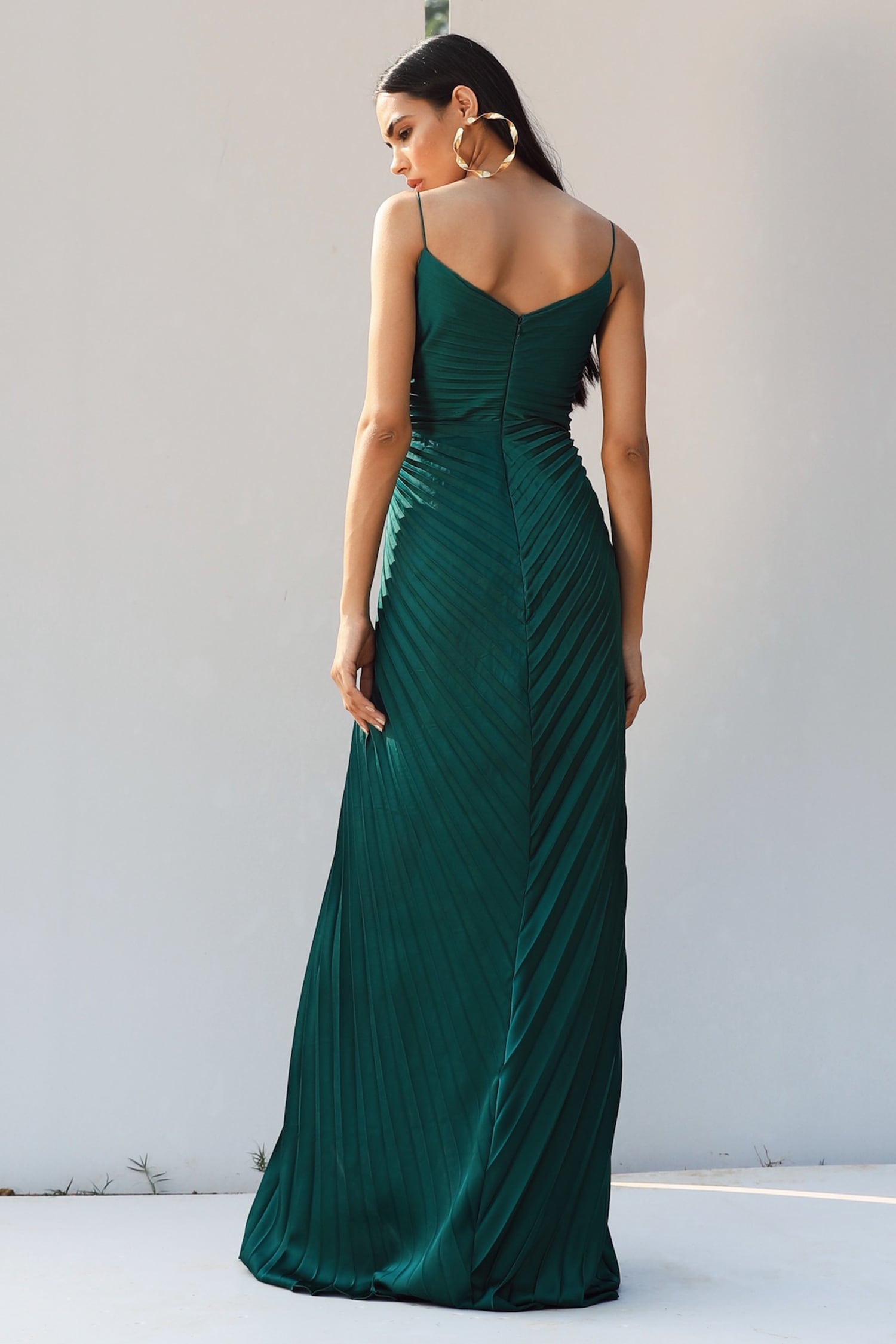 Voluminous Green Gown with Stunning Sorrento Green suit with Printed Lapel